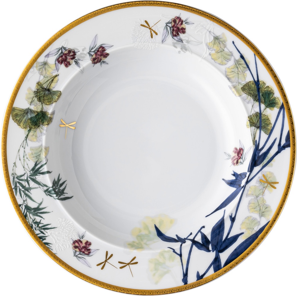 10654595 Rosenthal Тарелка суповая Rosenthal Турандот 22см, фарфор, белый, золотой кант Фарфор 