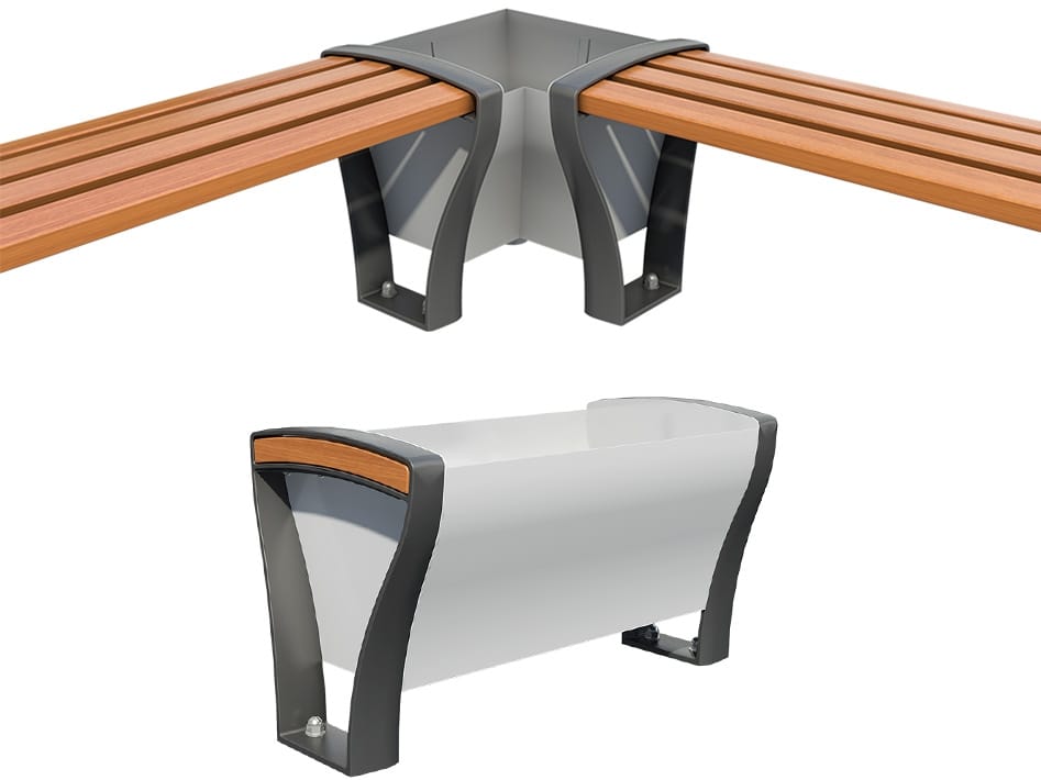 Металлический прямоугольный низкий плантатор GHM-ECLATEC Festone ARCH-00127896