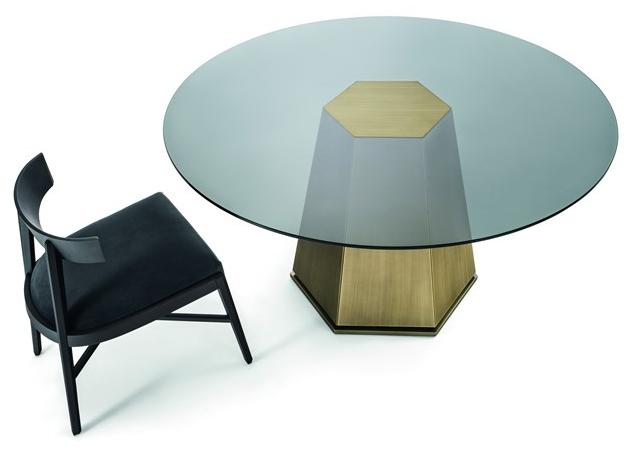 Frigerio Salotti Круглый стол из дерева и стекла sun-id-1418924 - Вид №1