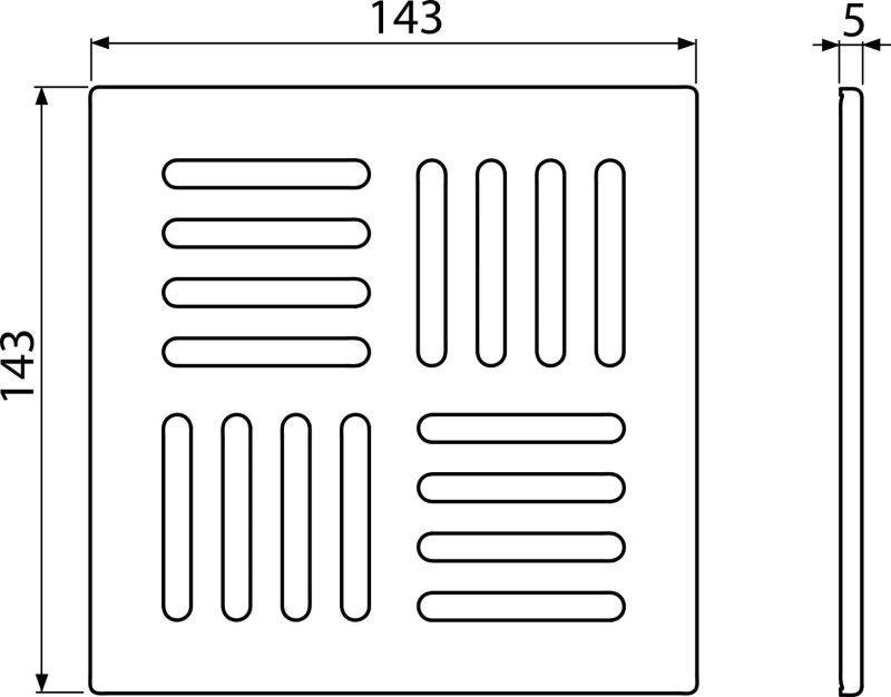 Решетка 143×143 мм нержавеющая сталь AISI 316L ALCAPLAST MPV009 - Вид №1