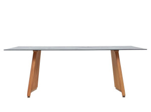 Прямоугольный садовый стол из ламината с ножками iroko