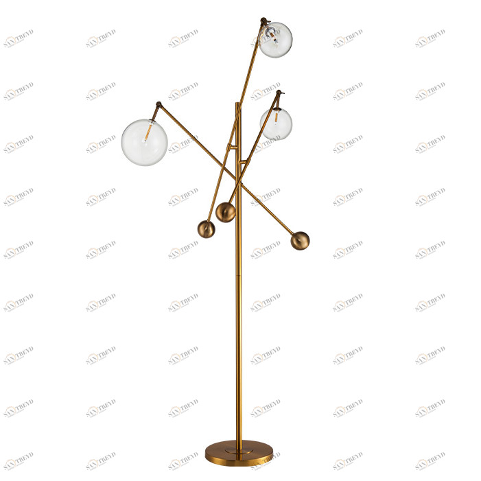 Торшер 160х80 см латунь Globe Mobile 3 KG0965F-3 brass DELIGHT COLLECTION  00-3882422 Белый;золото;прозрачный 