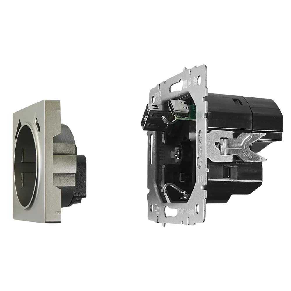 Розетка IEK Brite с USB-портом для скрытого монтажа в стальном цвете 87761604 STLM-1101394 - Вид №4