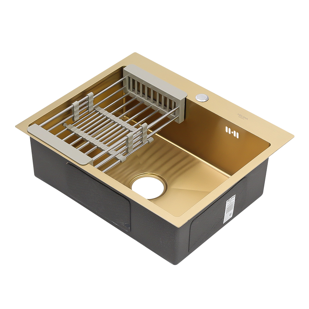 Мойка H6050G MELANA ProfLine 3,0/200 ЗОЛОТО врезная прямоугольная с коландером H6050G H6050G золото - Вид №5