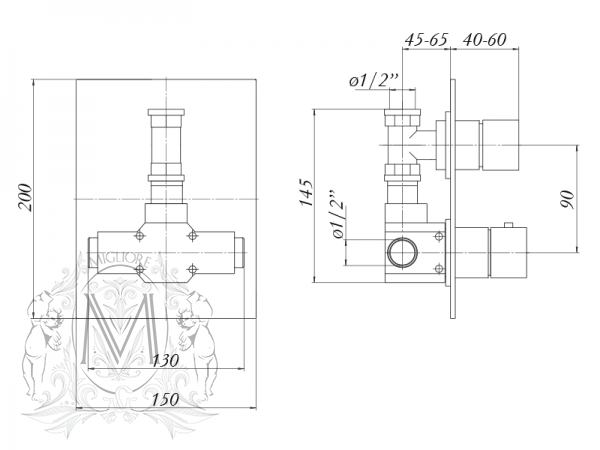 Смеситель MIGLIORE Kvant ML.KVT-2777 для душа, скрытого монтажа термостатический ML.KVT-2777.CR - Вид №1
