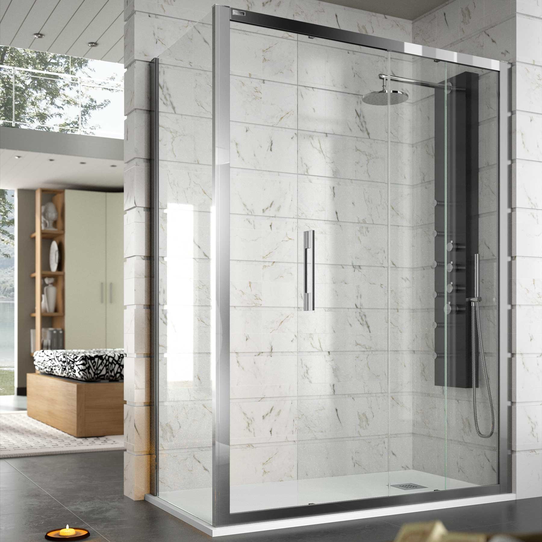 25751 SALGAR Душевая перегородка CLEAR фиксированная сторона Прозрачная до 600 x 1950 мм