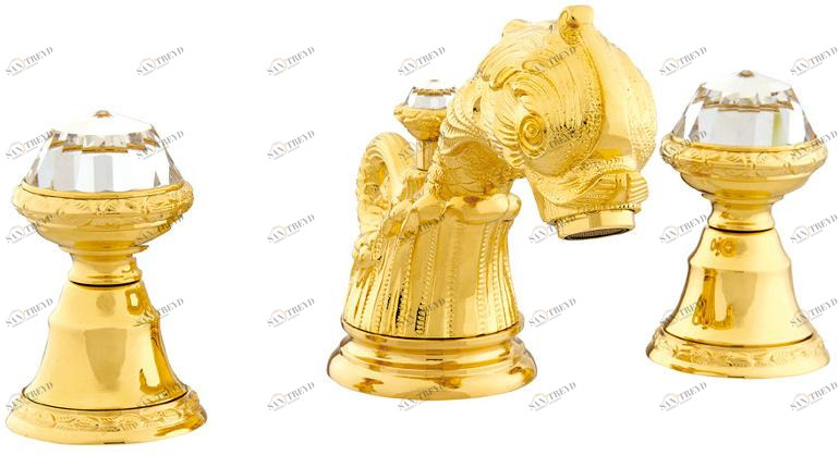 Bronces Mestre Смеситель для мойки на 3 отверстия с кристаллами swarovski® Antartica sun-id-1482988