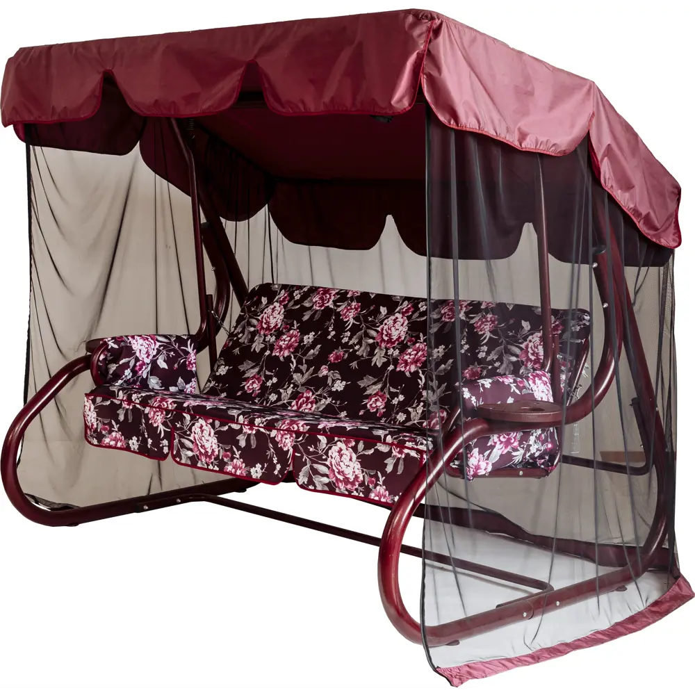 Качели садовые София 3-х местные (до 350 кг) бордовый/ розовый GREENGARD STLM-2107040 - Вид №1