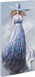 Картина на холсте 140х70 см "Девушка на ветру" EVENHOME КАРТИНЫ МАСЛОМ 129737 Серый;синий;разноцветный