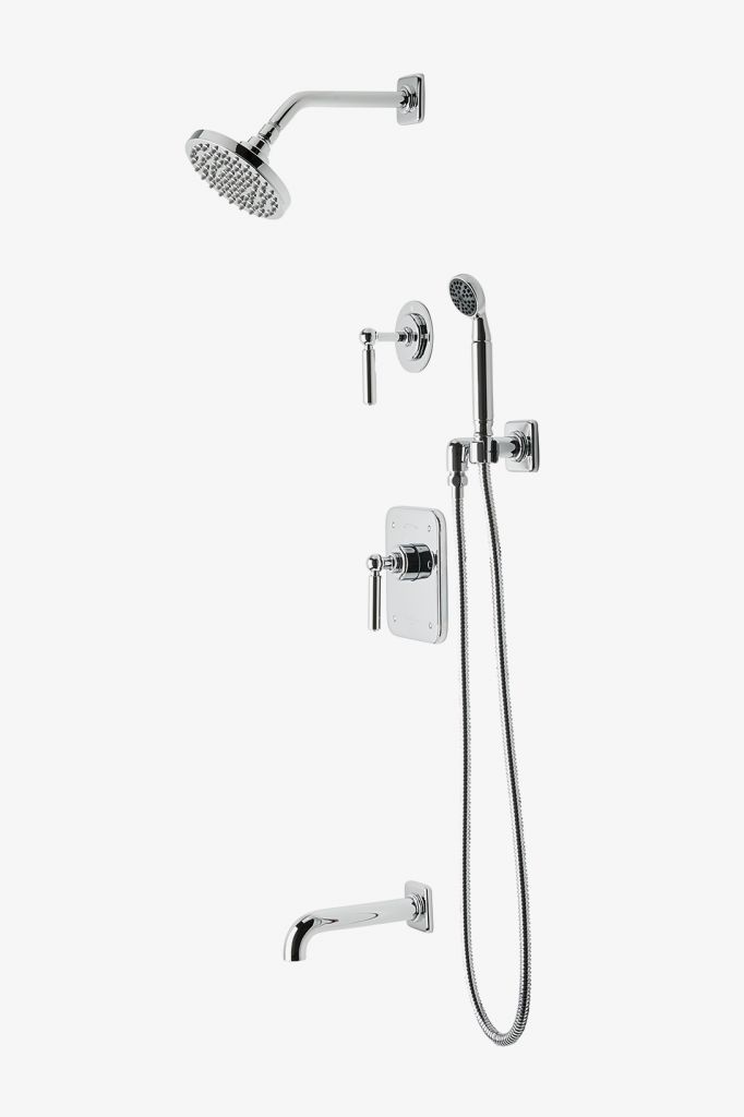 LDSP18 Душевой комплект Ludlow с балансировкой давления с 6-дюймовой лейкой для дождя, ручным душем, изливом ванны и рукояткой отводного рычага Waterworks 