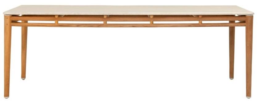 JANUS et Cie Прямоугольный обеденный стол из тика и травертина Konos sun-id-1441939 - Вид №1