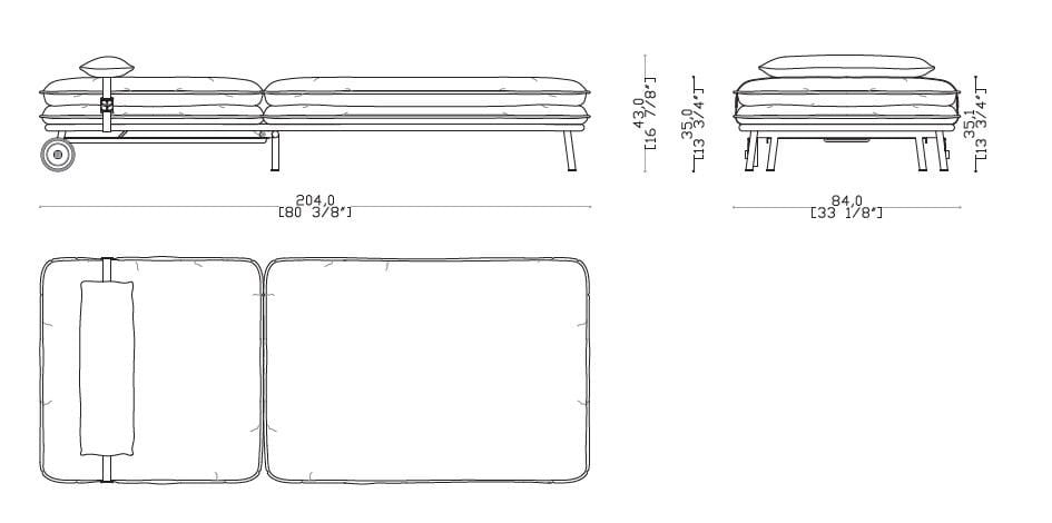 Тканевая откидная Садовая кровать с колесами Sicis Lipari ARCH-00043599 - Вид №8