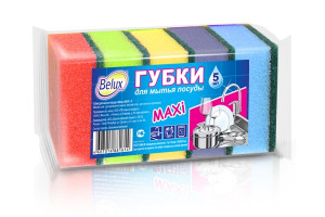 16394513 Губка для посуды MAXI -5 шт 2412 Belux