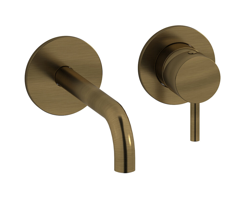 Встроенный в стену смеситель для раковины на 2 отверстия в комплекте с донным клапаном WE ARE IB mt406mb Modern Bronze MilanoTorino 