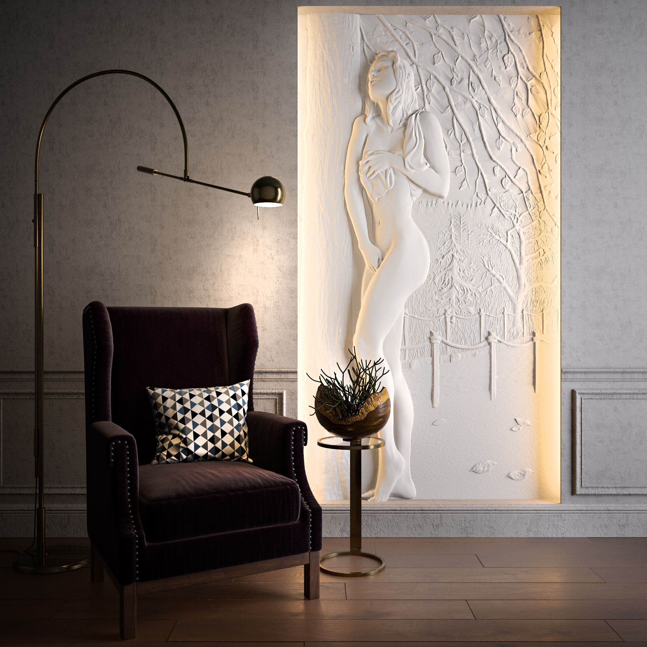 Трехмерная декоративная гипсовая панель WallDeco NAKED ARCH-00096198 - Вид №1