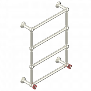 U6C-TWT4H2 Полотенцесушитель Традиционный, 4 перекладины, 625 мм x 825 мм, водяной, с 2 декоративными крестовыми рукоятками Thg-paris Pétale de Cristal, красный хрусталь Никель
