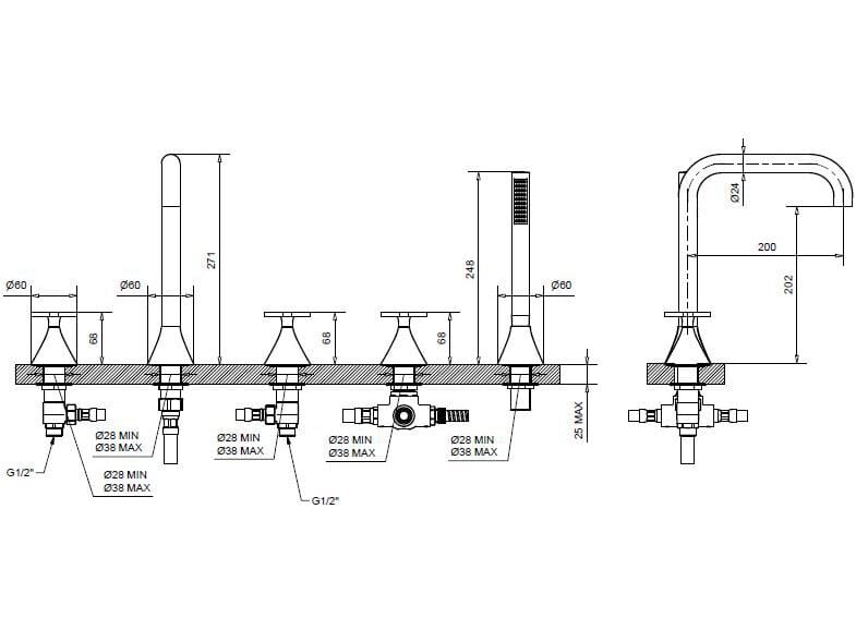 Хромированный латунный смеситель для ванны Bugnatese Orion ARCH-00080586 - Вид №2