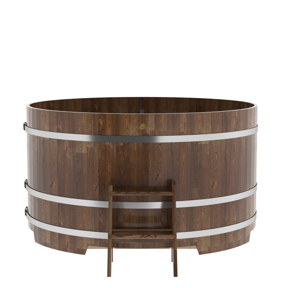 1556 Купель круглая из сращенных ламелей лиственницы d=1,80х1,0 морёная Alyarus  - Вид №3