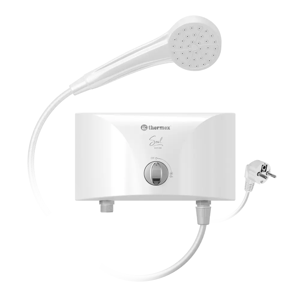 Проточный водонагреватель электрический Thermex Soul 3500 shower 2110643.5 кВт белый с душевой лейкой 89347745 STLM-2159037 