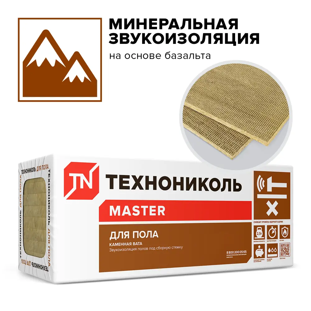 Звукоизоляция Технониколь для пола 50 мм 6 шт 600x1200 мм 4.32 м² STLM-2206053 - Вид №1