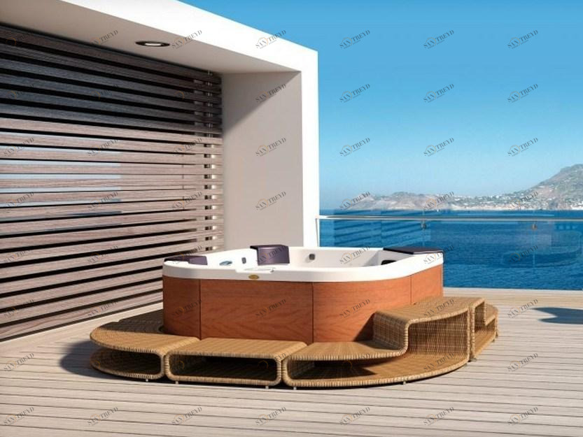 Jacuzzi® Мини-бассейн с хромотерапией и 4-х местной гидромассажной ванной Italian design sun-id-1435071