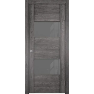 Дверь межкомнатная остеклённая с замком в комплекте Квадро 80x200 см ПВХ цвет серый