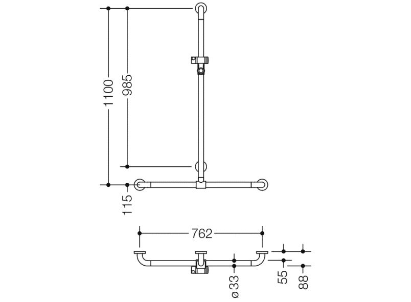 801.35.420 Поручень для душа с выдвижным держателем для душа HEWI Greifen  - Вид №1