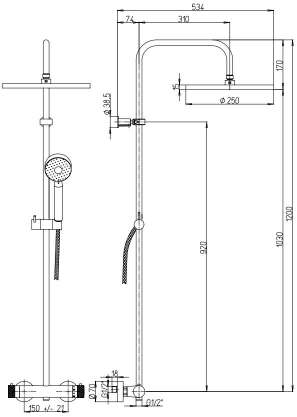 Paini Cox 78CR689THAE28P1 душевая система с термостатом  - Вид №1
