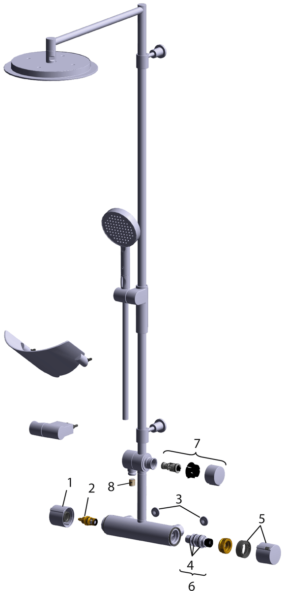 Oras 2892U Смеситель с верхним душем rain shower 2892U Cubista Хром  - Вид №5