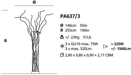 Serip Торшер галогенный ручной работы из бронзы Wind Pa637/3 - Вид №1