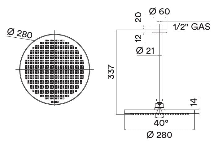 Потолочная насадка для душа с дождевой насадкой Bossini Apice ARCH-00114137 - Вид №2