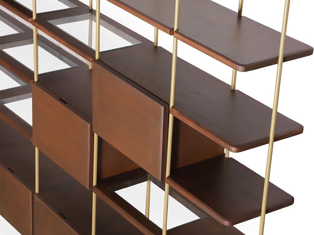 Книжный шкаф из тикового дерева и металла Alankaram REFU ARCH-00144277 - Вид №1