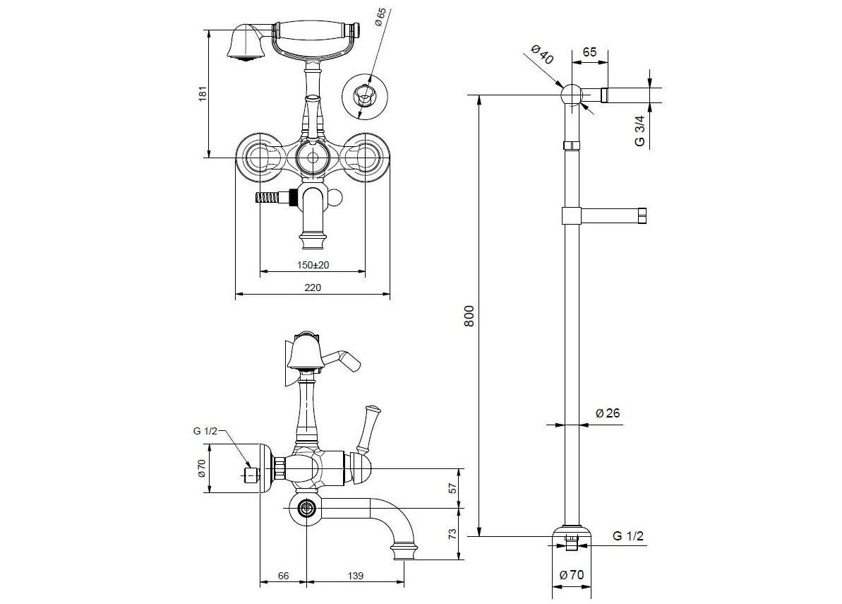 Смеситель для ванны с ручным душем Gaia Mobili Complements ARCH-00111076 - Вид №2