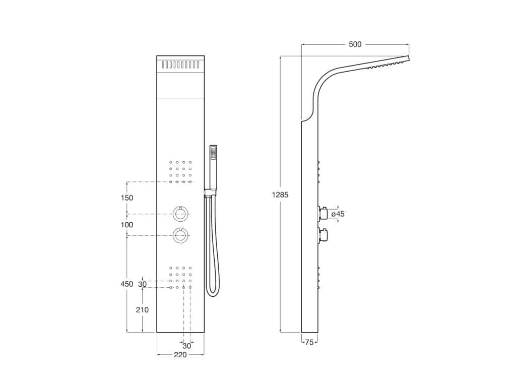 Термостатическая настенная душевая колонна с ручным душем Roca ESSENTIAL A5A9A8BC00 ARCH-00045234 - Вид №2