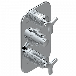 G9E-5400BE Накладка с ручкой регулировки температуры и двумя маховиками для термостатического смесителя 5400AE Thg-paris System métal quadrillé Хром