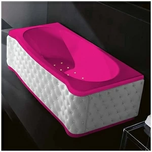 Ванна Gruppo treesse New Classic Young STA-V674C-SX-KB-RZ розовая с золотой фурнитурой с аэромассажем прямоугольная левая белая кожа