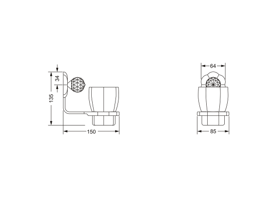 Стакан с настенным держателем JOERGER Florale Crystal 600.00.036.000-AA - Вид №1