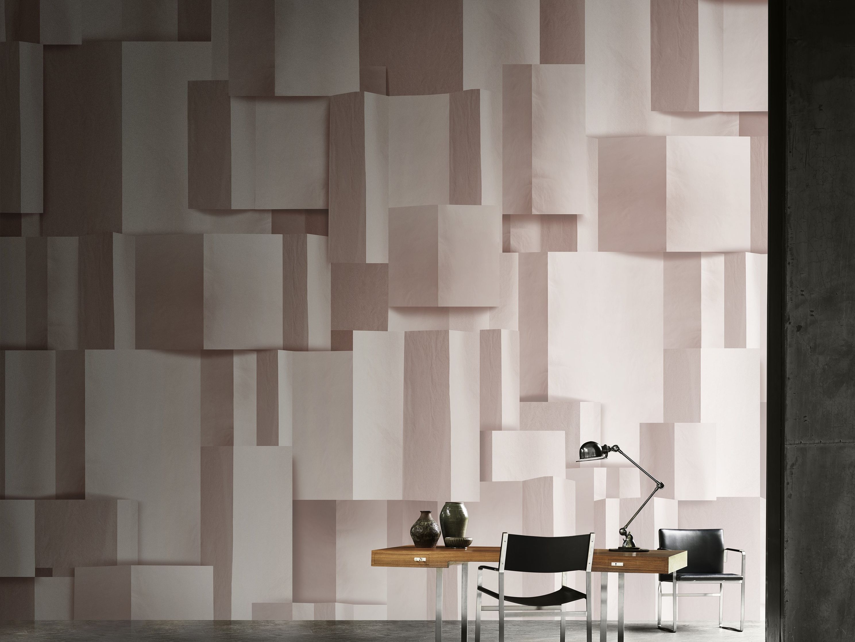 Геометрические оптические панорамные обои из стекловолокна EQ Dekor Inkiostro Bianco Natural Beauty 01-19 ARCH-00021034