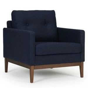 Кресло Finn 01, дуб/орех, темно-голубое