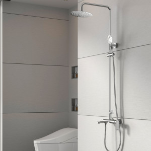 Душевая система MELANA-610605 Paola Hi-tech нерж.сталь, с тропическим душем, лейкой F610605