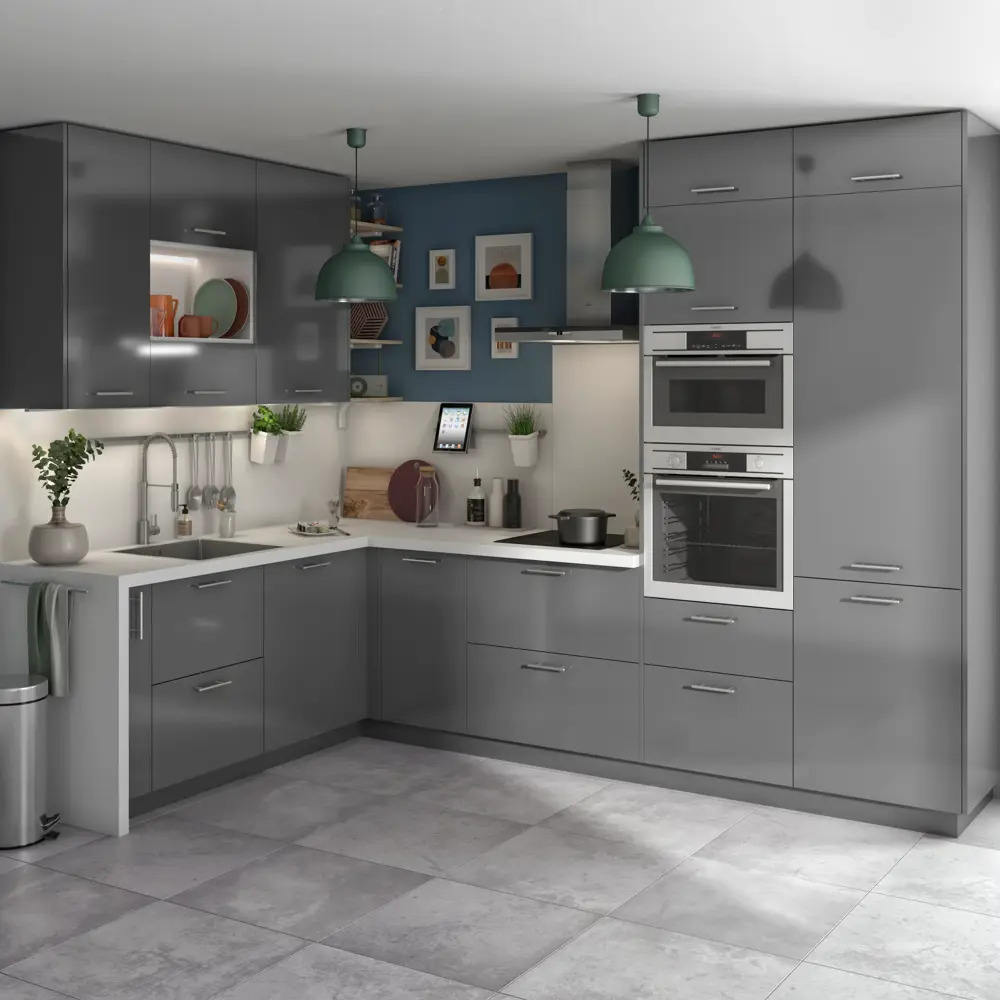 Фальшпанель DELINIA ID Аша грей 58x214.4 см - глянцевая отделка для кухни 85036549 STLM-0057842 - Вид №4