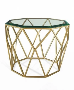 Журнальный столик дизайнерский золотой со стеклянным топом 122 см Crown ICON DESIGNE  193827 Золото;прозрачный