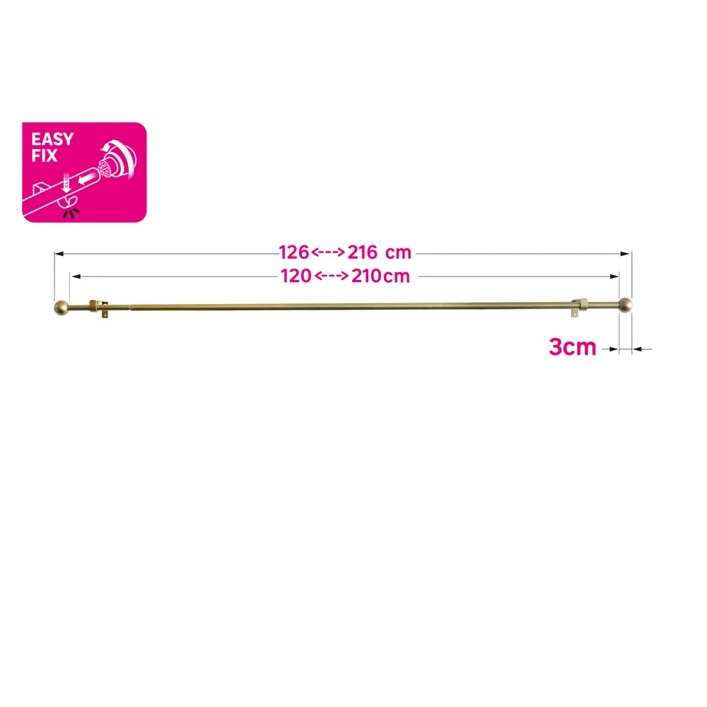 INSPIRE Карниз Шар - золотистый металлический для штор 120-210 см 84407266 STLM-0049459 - Вид №5