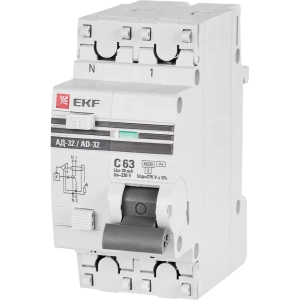 Дифференциальный автомат EKF АД-32 1P N C63 А 30 мА 4.5 кА АС