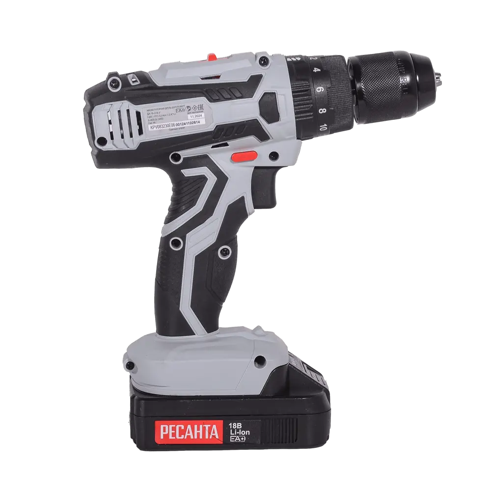 Дрель-шуруповерт аккумуляторная Ресанта ДА-18-2ЛК-У, 18 В Li-Ion 2 Ач STLM-2155037 - Вид №4