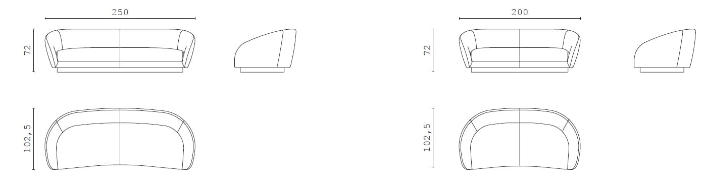 3-местный бархатный диван CPRN HOMOOD Shapes ARCH-00045890 - Вид №2