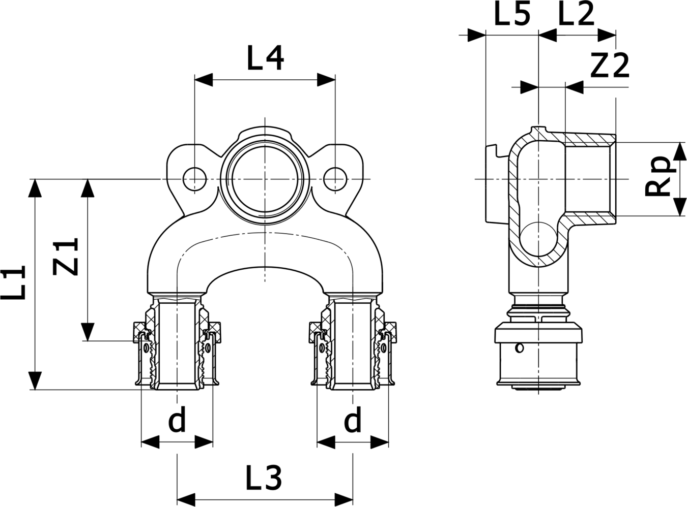 730 437 Модель 6725.7 Трубопроводные системы  Viega Smartpress  Водорозетки Santreyd  - Вид №3