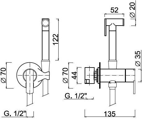 Rubinetteria Giulini Встраиваемый однорычажный смеситель для биде Surf Fsh25/s - Вид №1