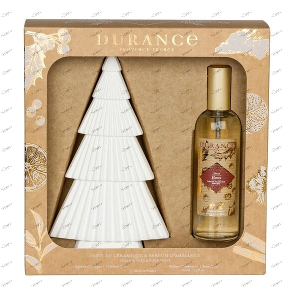 Набор духи-спрей для дома и керамическое дерево для нанесения спрея, аромат Падуб Holly DURANCE  301555 Бежевый 
