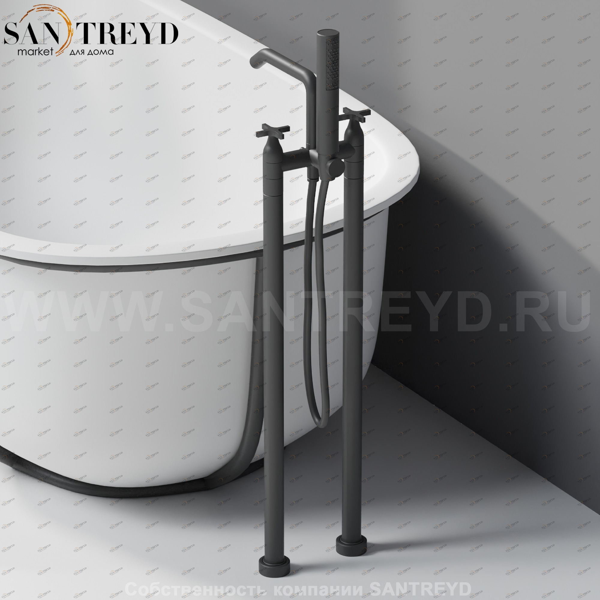 Напольный смеситель AMEM325E MEMORY для ванны черный матовый Agape